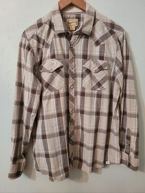 Roebuck & Co. Western Men's Plaid Shirt Size Large 100% Cotton Like New!